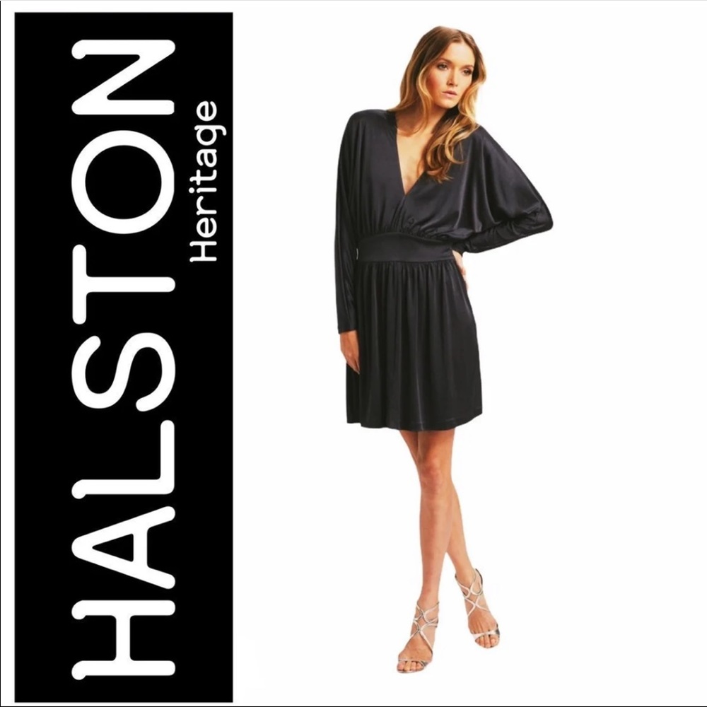 Halston Heritage Black Long Sleeve Dress